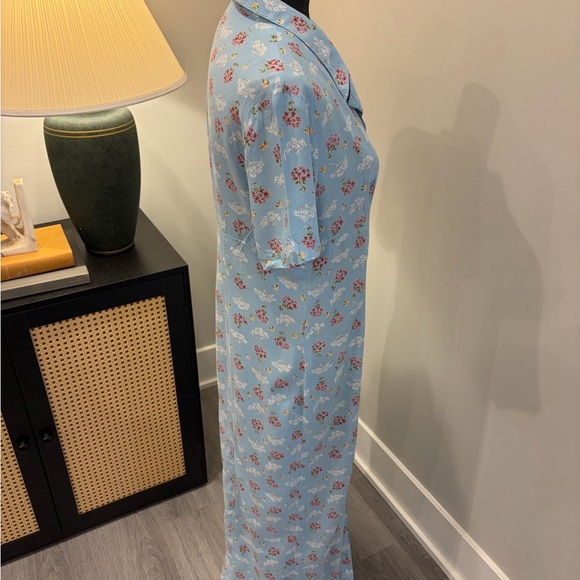 Vintage Robbie Bee Baby Blue Floral Retro Grandma Button-front Maxi Dress 8 - Picture 6 of 16